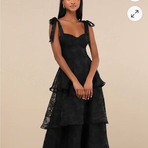 Lulu's Black Tiered Ruffled Sundress Sweetheart Neckline